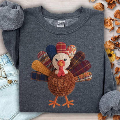 Faux Patchwork Preppy Turkey Sweatshirt