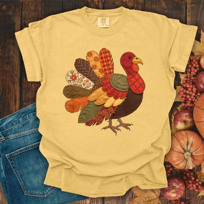 Faux Patchwork Thanksgiving Turkey T-Shirt