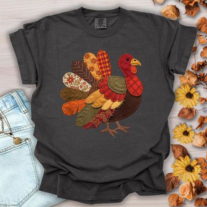 Faux Patchwork Thanksgiving Turkey T-Shirt