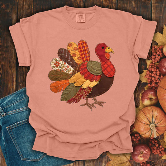 Faux Patchwork Thanksgiving Turkey T-Shirt