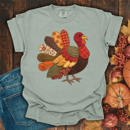 Faux Patchwork Thanksgiving Turkey T-Shirt