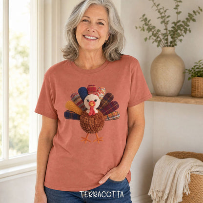 Faux Patchwork Preppy Turkey T-Shirt