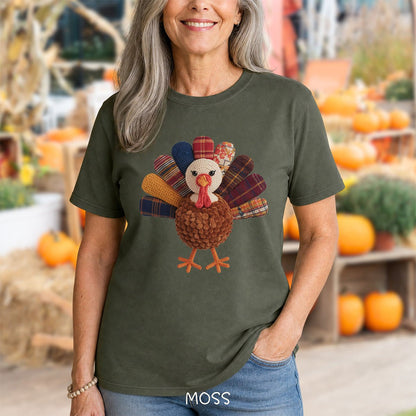Faux Patchwork Preppy Turkey T-Shirt