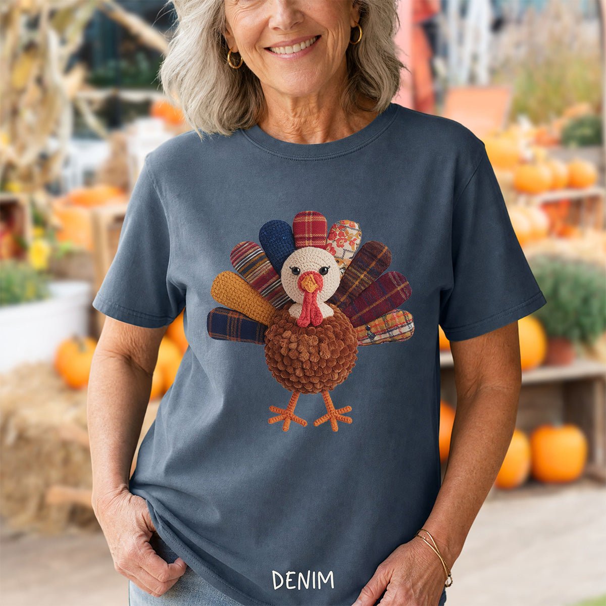 Faux Patchwork Preppy Turkey T-Shirt