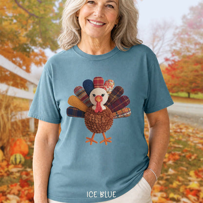 Faux Patchwork Preppy Turkey T-Shirt