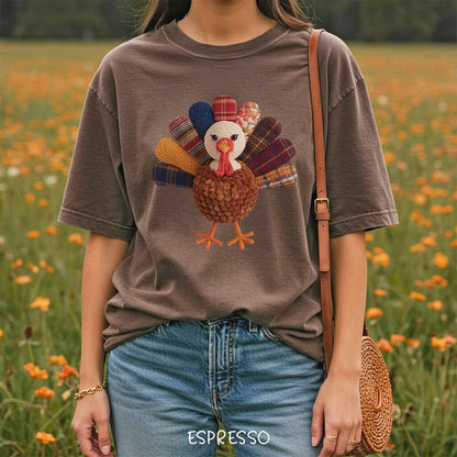 Faux Patchwork Preppy Turkey T-Shirt