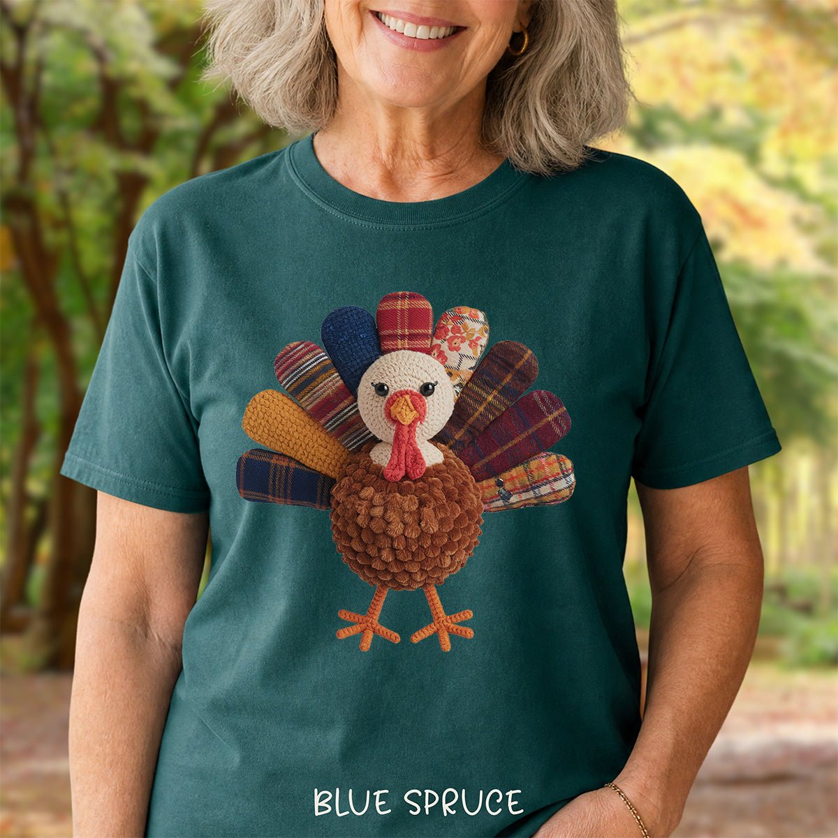 Faux Patchwork Preppy Turkey T-Shirt