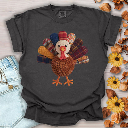 Faux Patchwork Preppy Turkey T-Shirt
