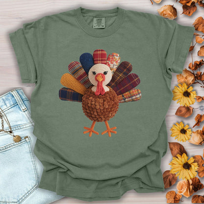 Faux Patchwork Preppy Turkey T-Shirt