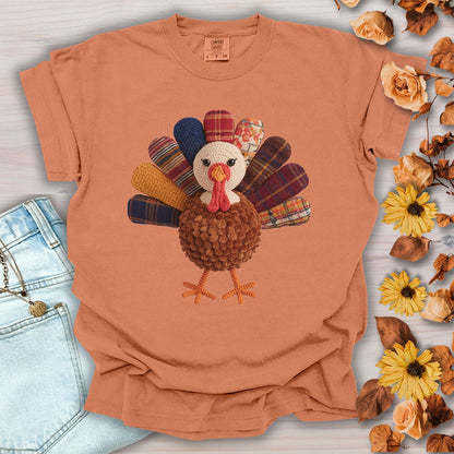 Faux Patchwork Preppy Turkey T-Shirt