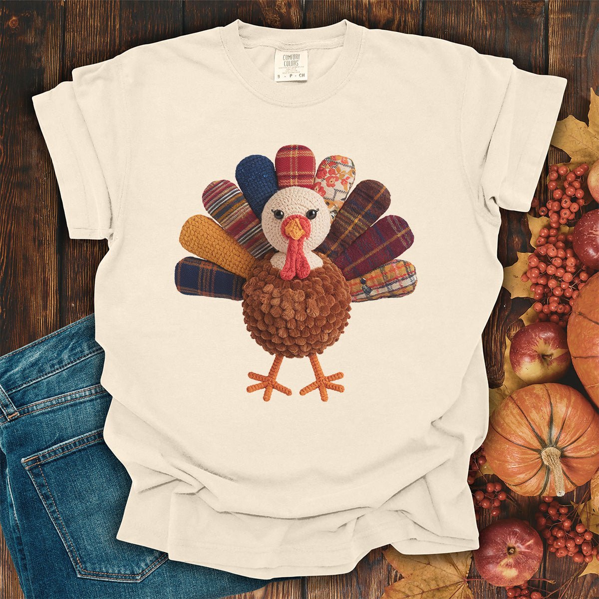 Faux Patchwork Preppy Turkey T-Shirt