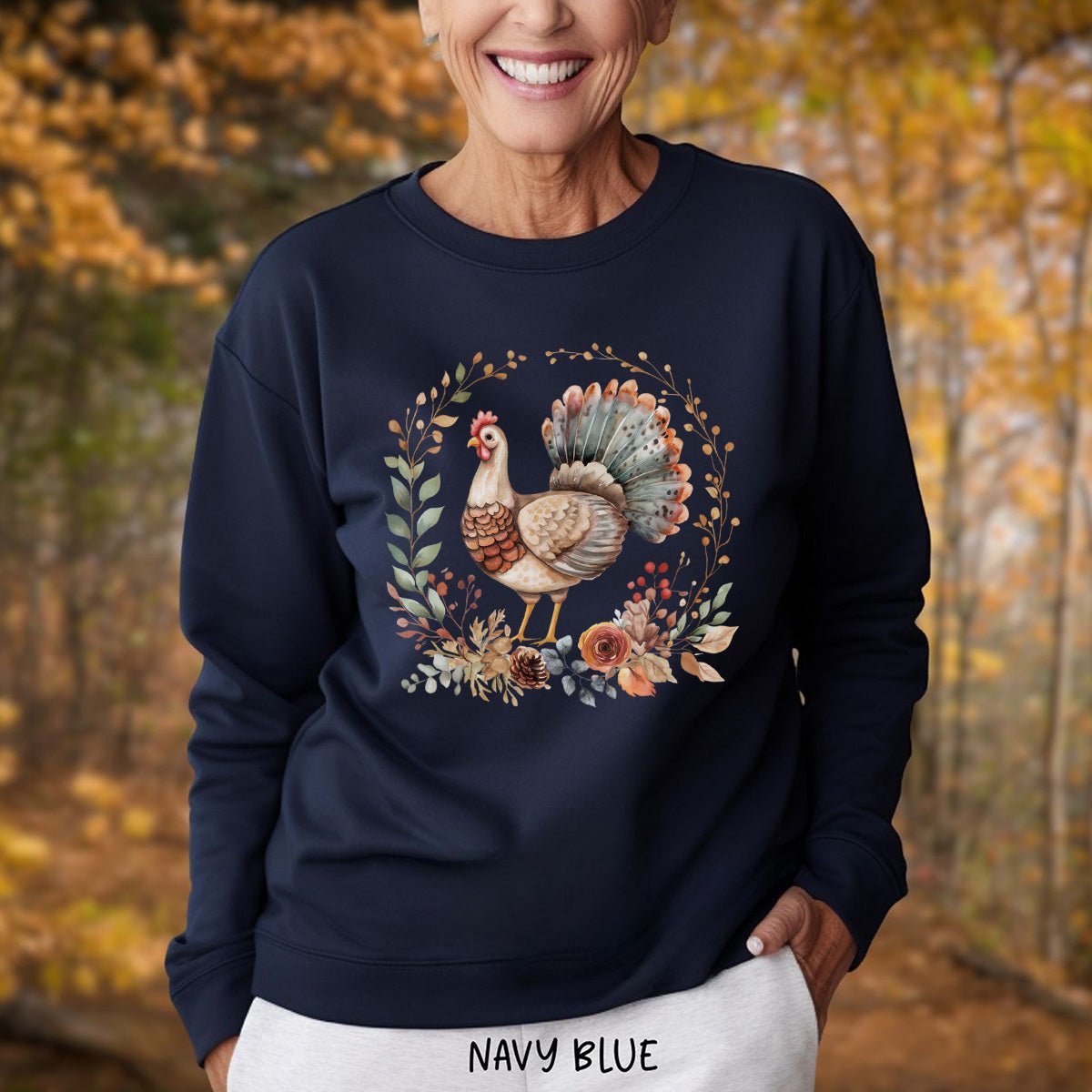 Thanksgiving Turkey & Floral Wreath Sweatshirt