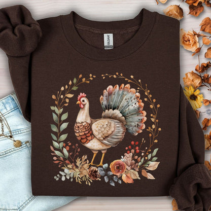 Thanksgiving Turkey & Floral Wreath Sweatshirt