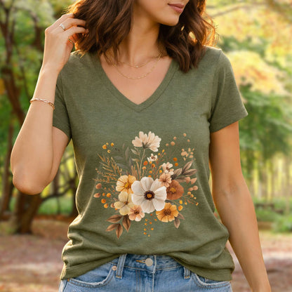 Harvest Blooms V-Neck Tee