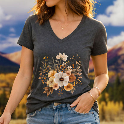 Harvest Blooms V-Neck Tee