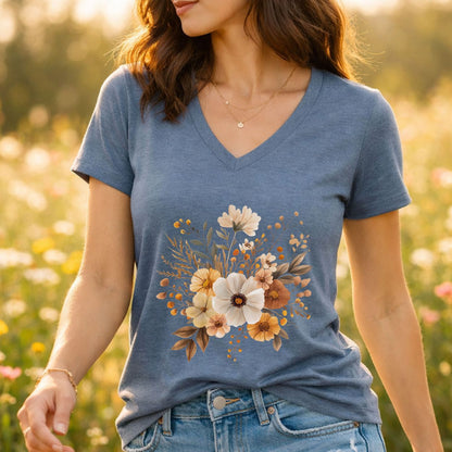 Harvest Blooms V-Neck Tee