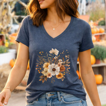 Harvest Blooms V-Neck Tee