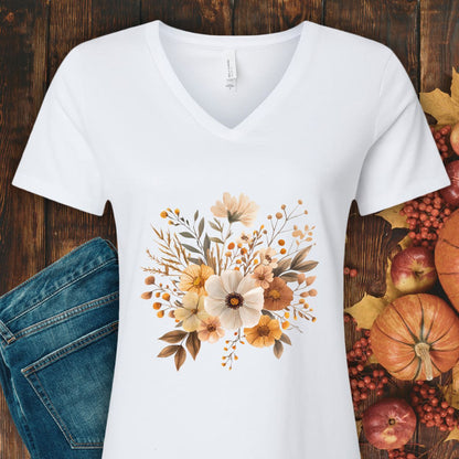 Harvest Blooms V-Neck Tee