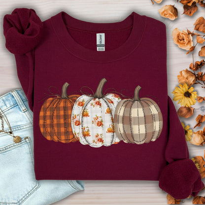 Fall Plaid Quilted Pumpkins Sweatshirt