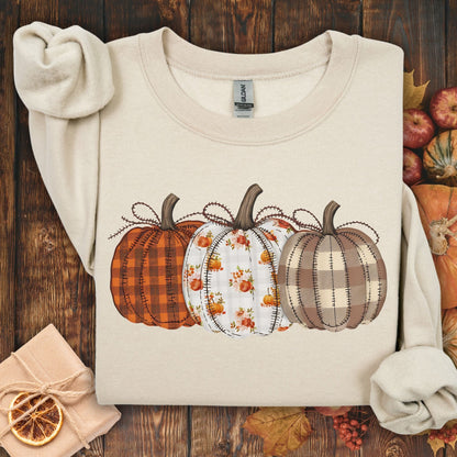 Fall Plaid Quilted Pumpkins Sweatshirt