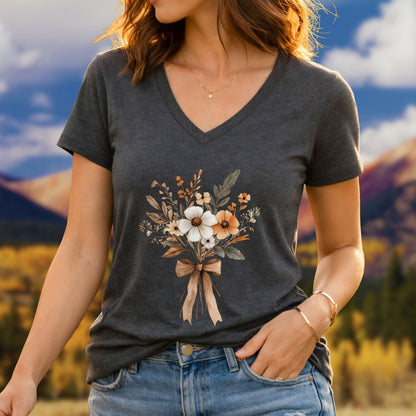 Harvest Bouquet V-Neck Tee