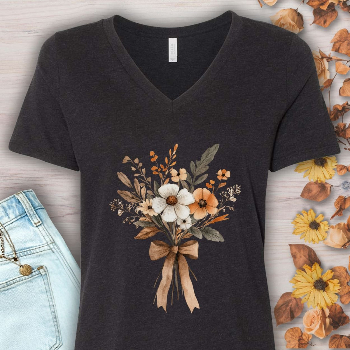 Harvest Bouquet V-Neck Tee