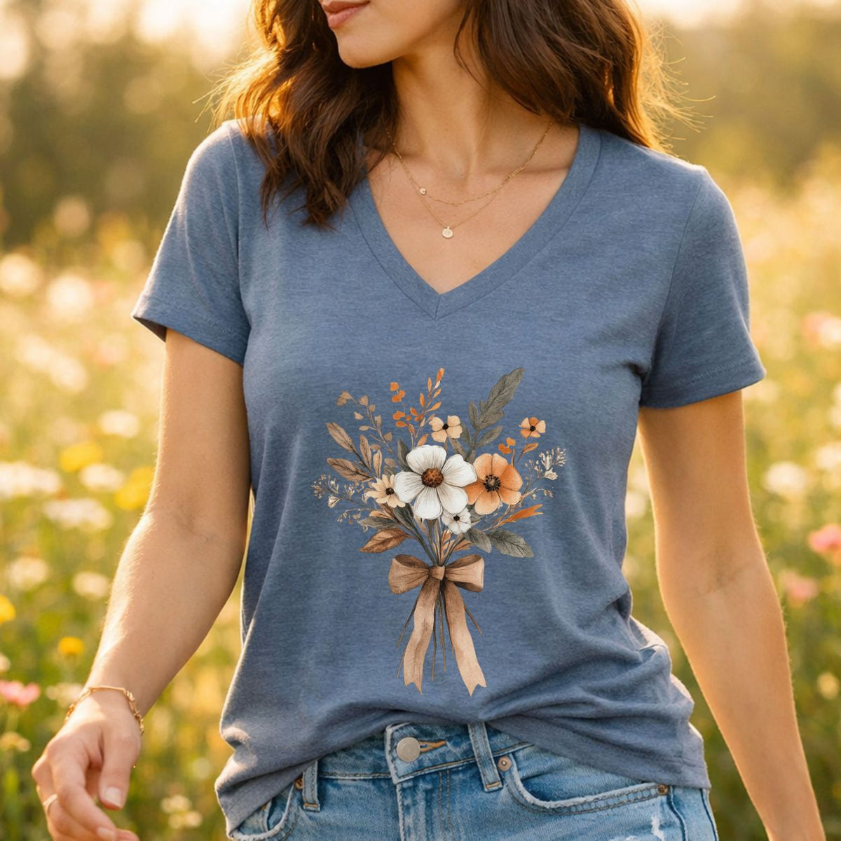 Harvest Bouquet V-Neck Tee