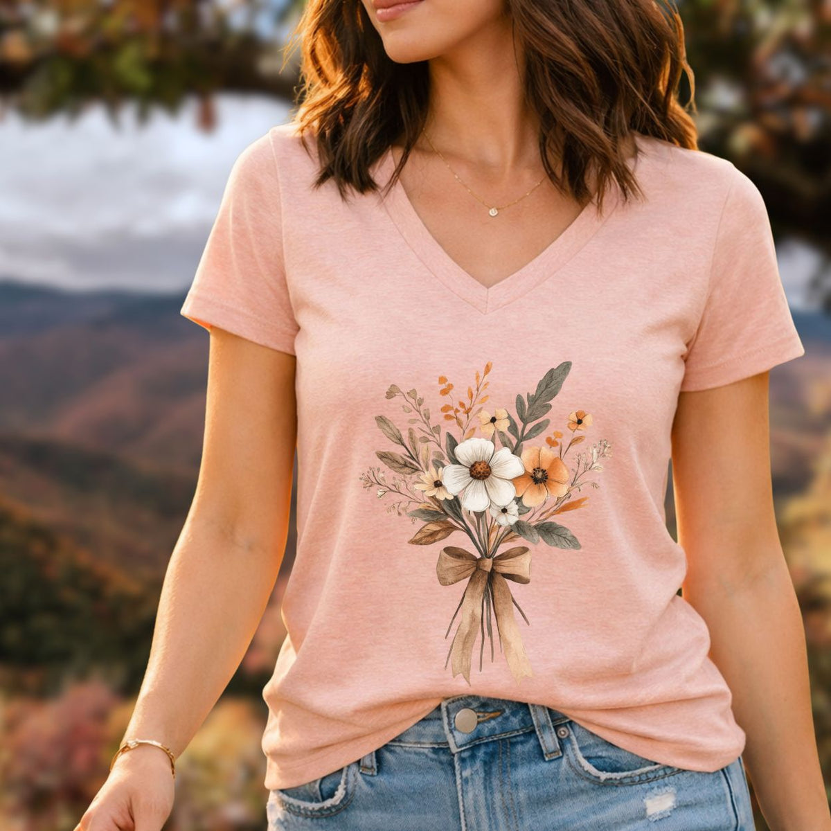 Harvest Bouquet V-Neck Tee