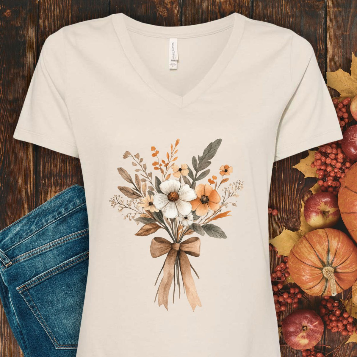 Harvest Bouquet V-Neck Tee