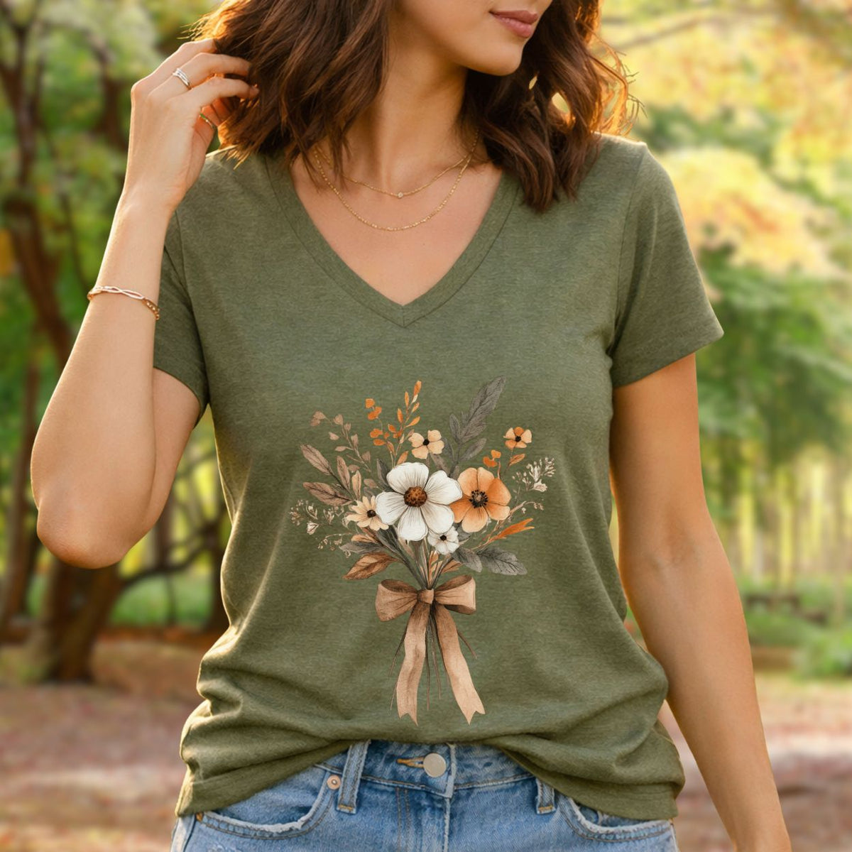 Harvest Bouquet V-Neck Tee
