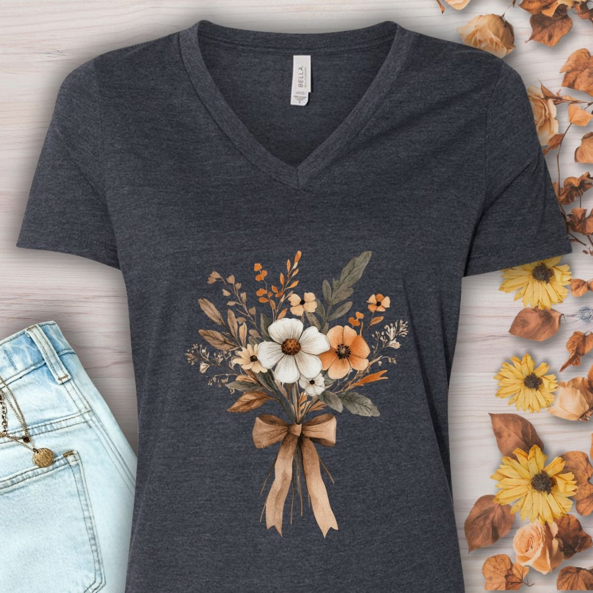 Harvest Bouquet V-Neck Tee