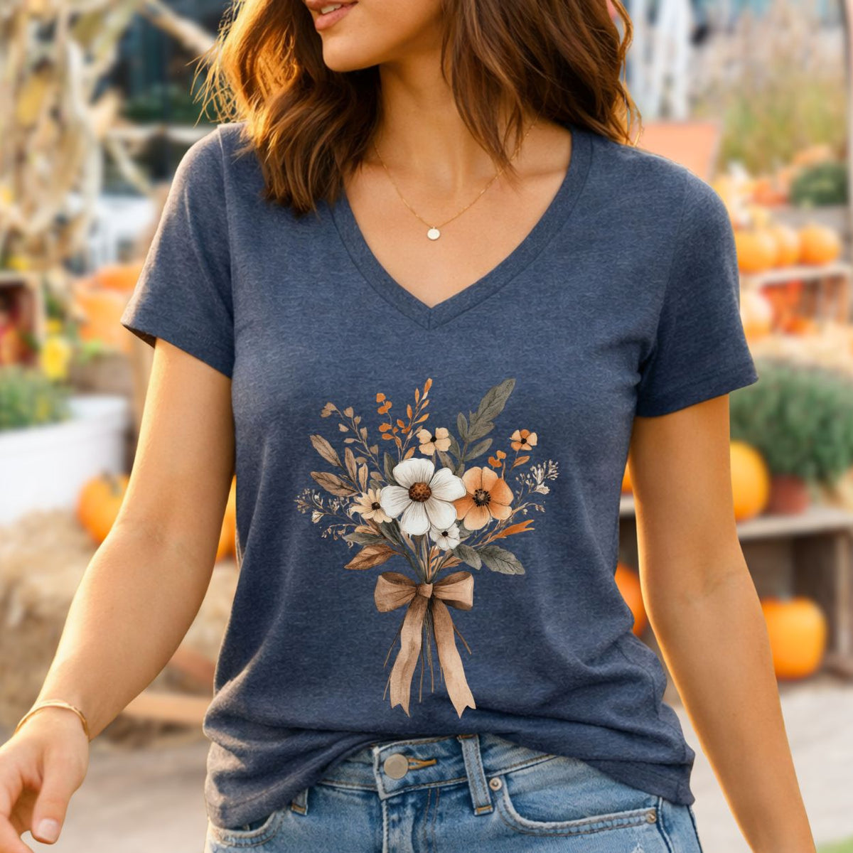 Harvest Bouquet V-Neck Tee