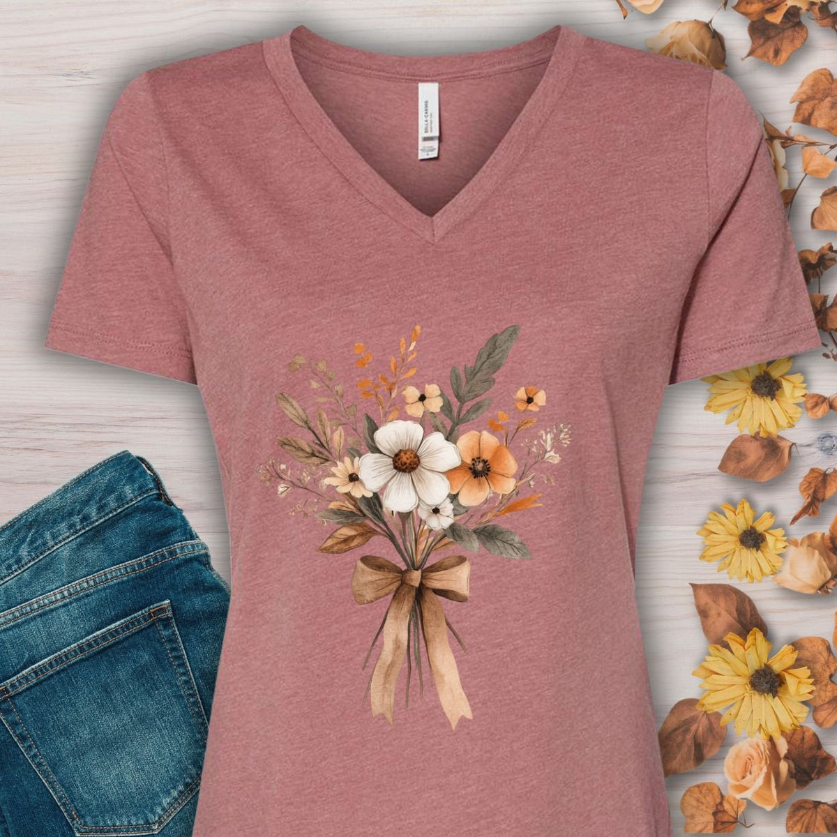 Harvest Bouquet V-Neck Tee