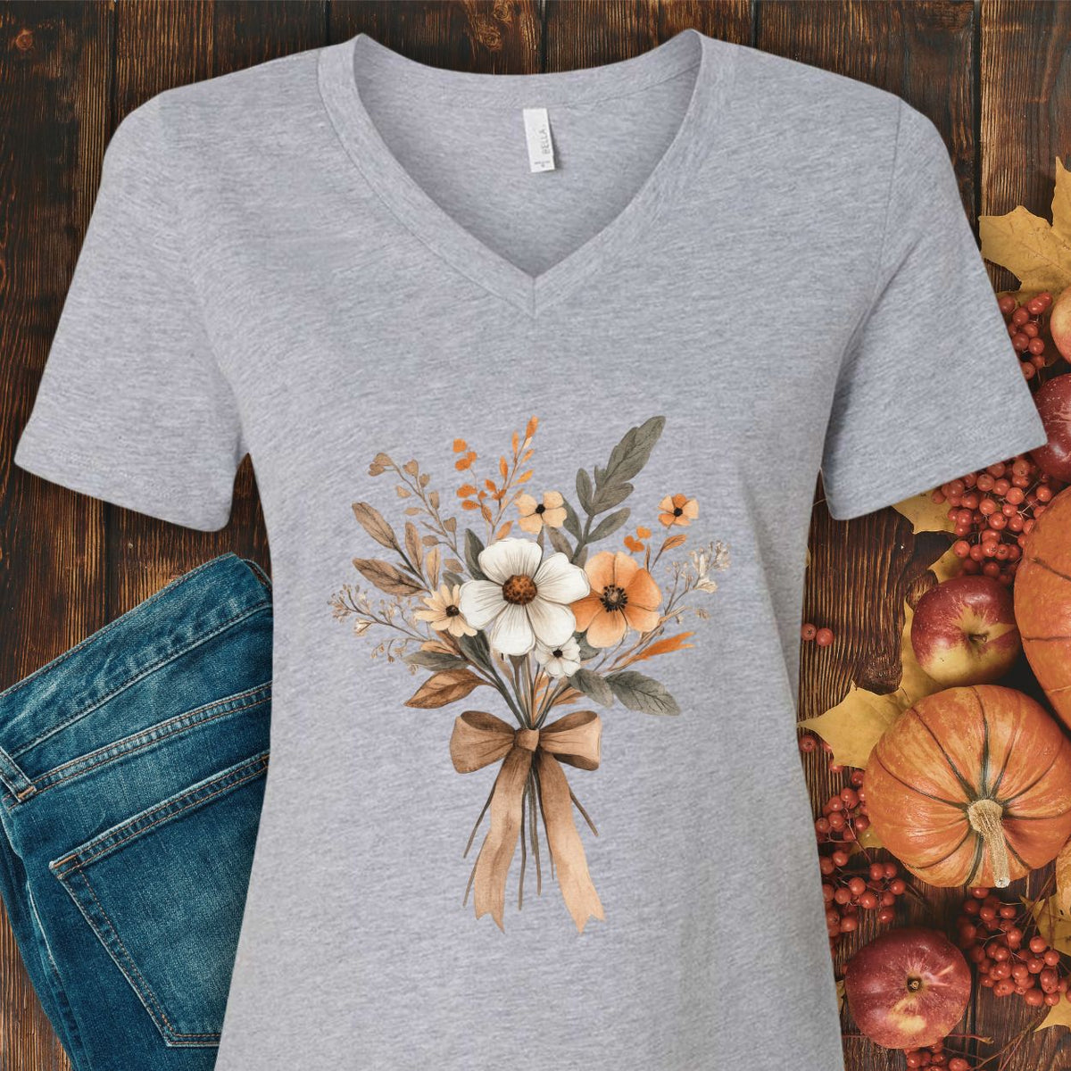Harvest Bouquet V-Neck Tee