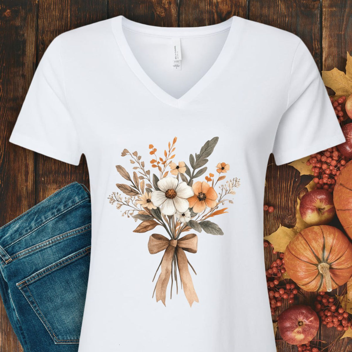 Harvest Bouquet V-Neck Tee