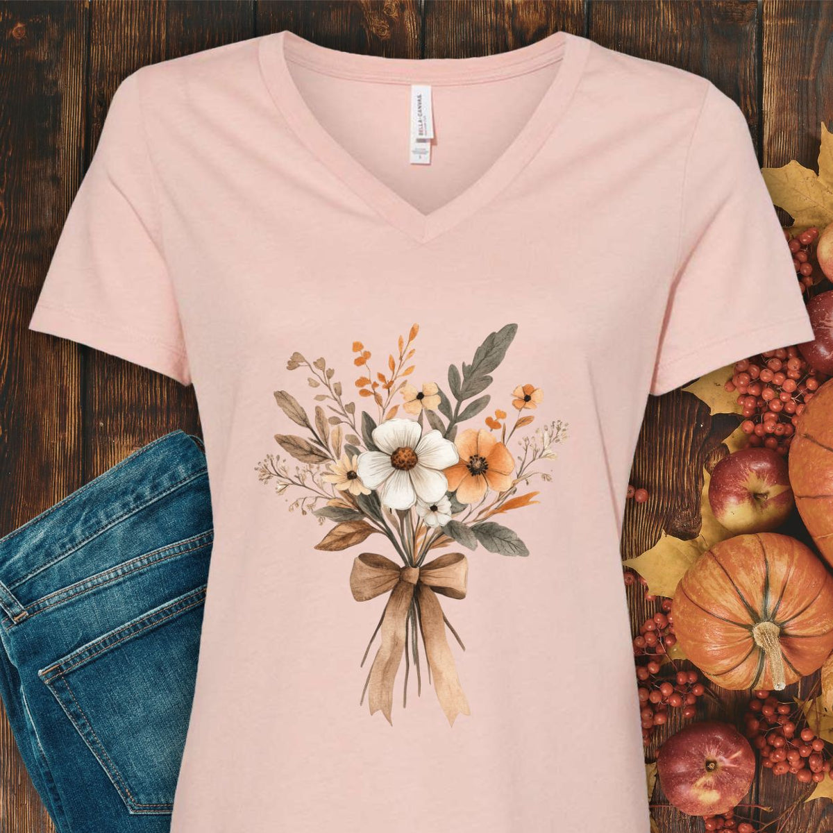 Harvest Bouquet V-Neck Tee