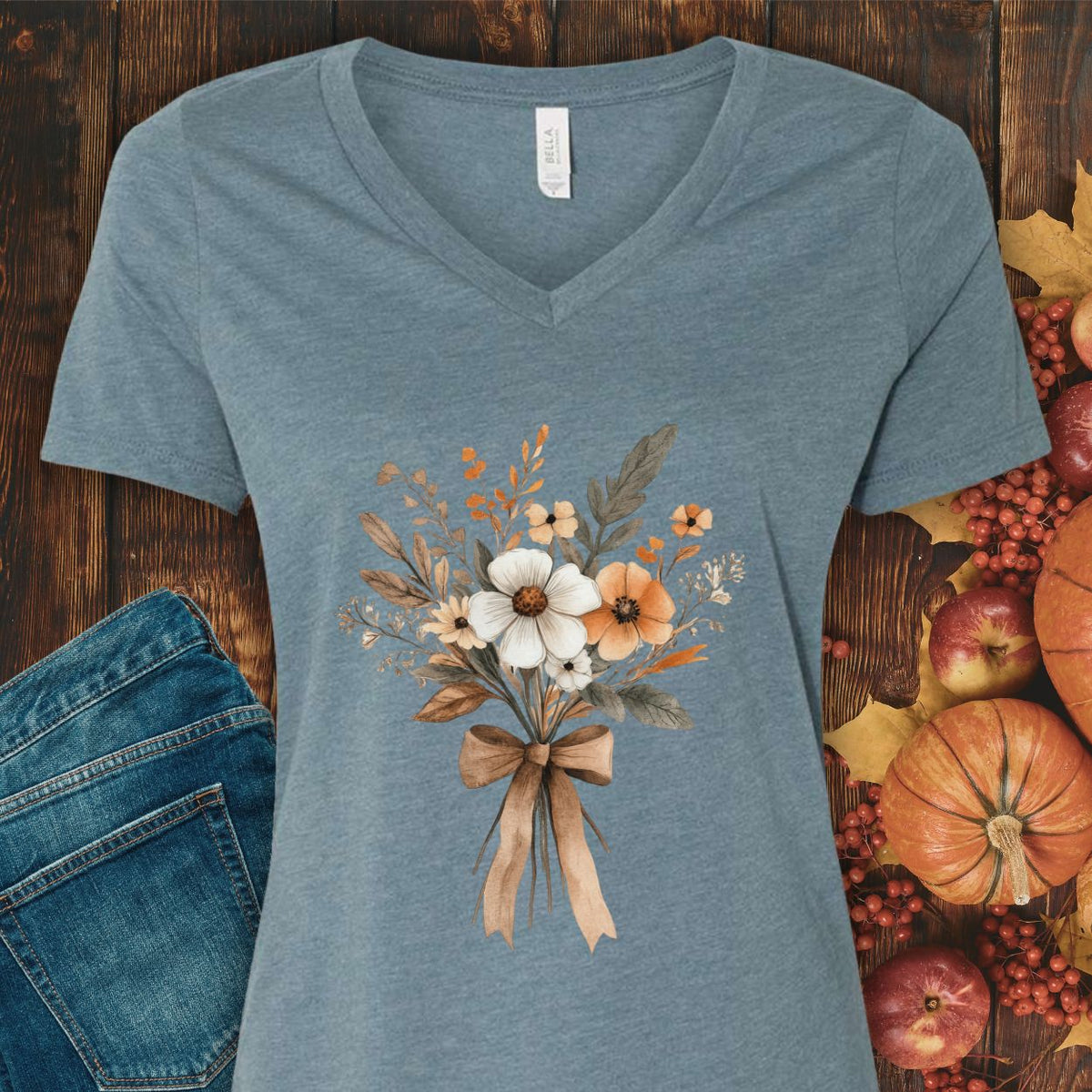 Harvest Bouquet V-Neck Tee