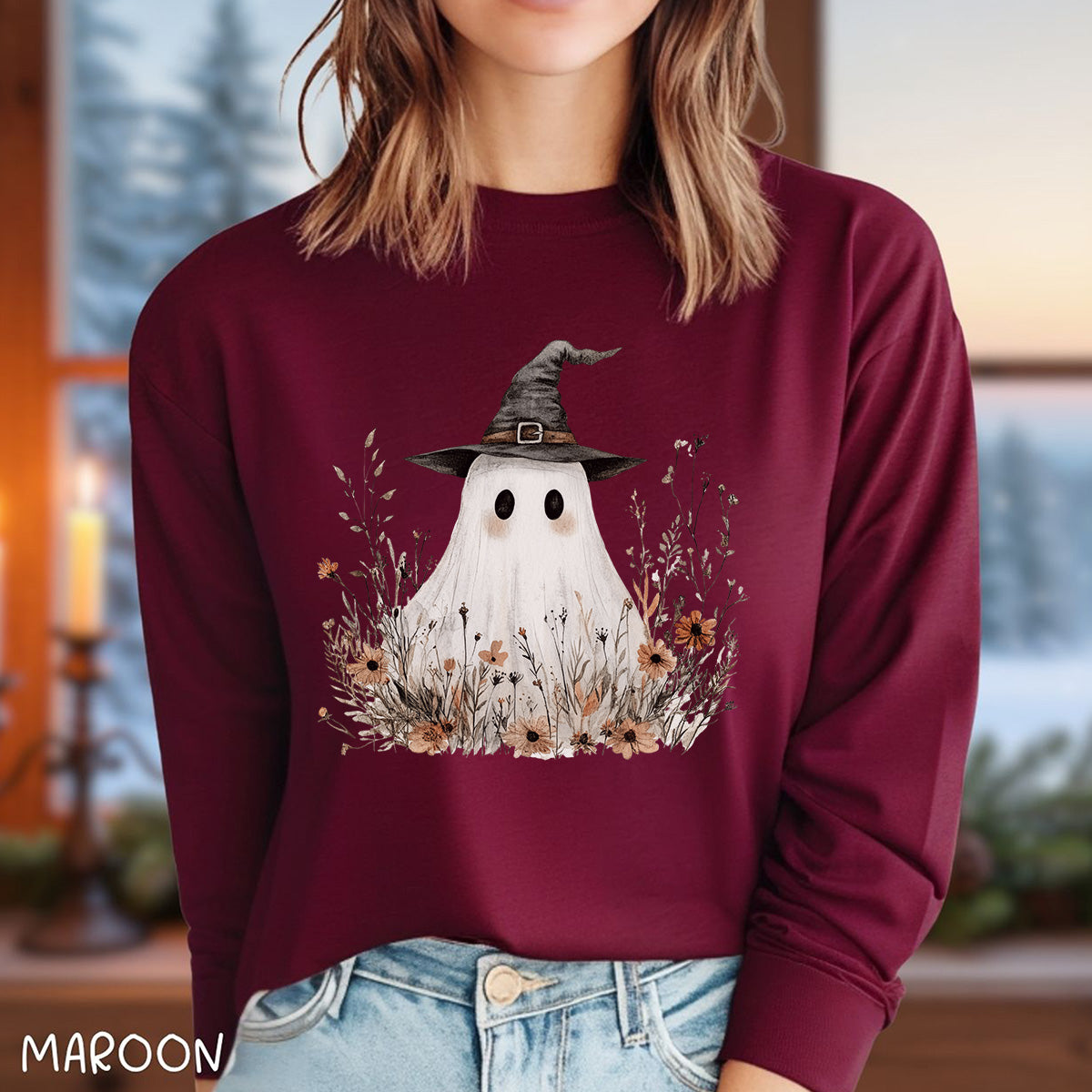 Boho Ghost Witch Tee Long Sleeve Shirt