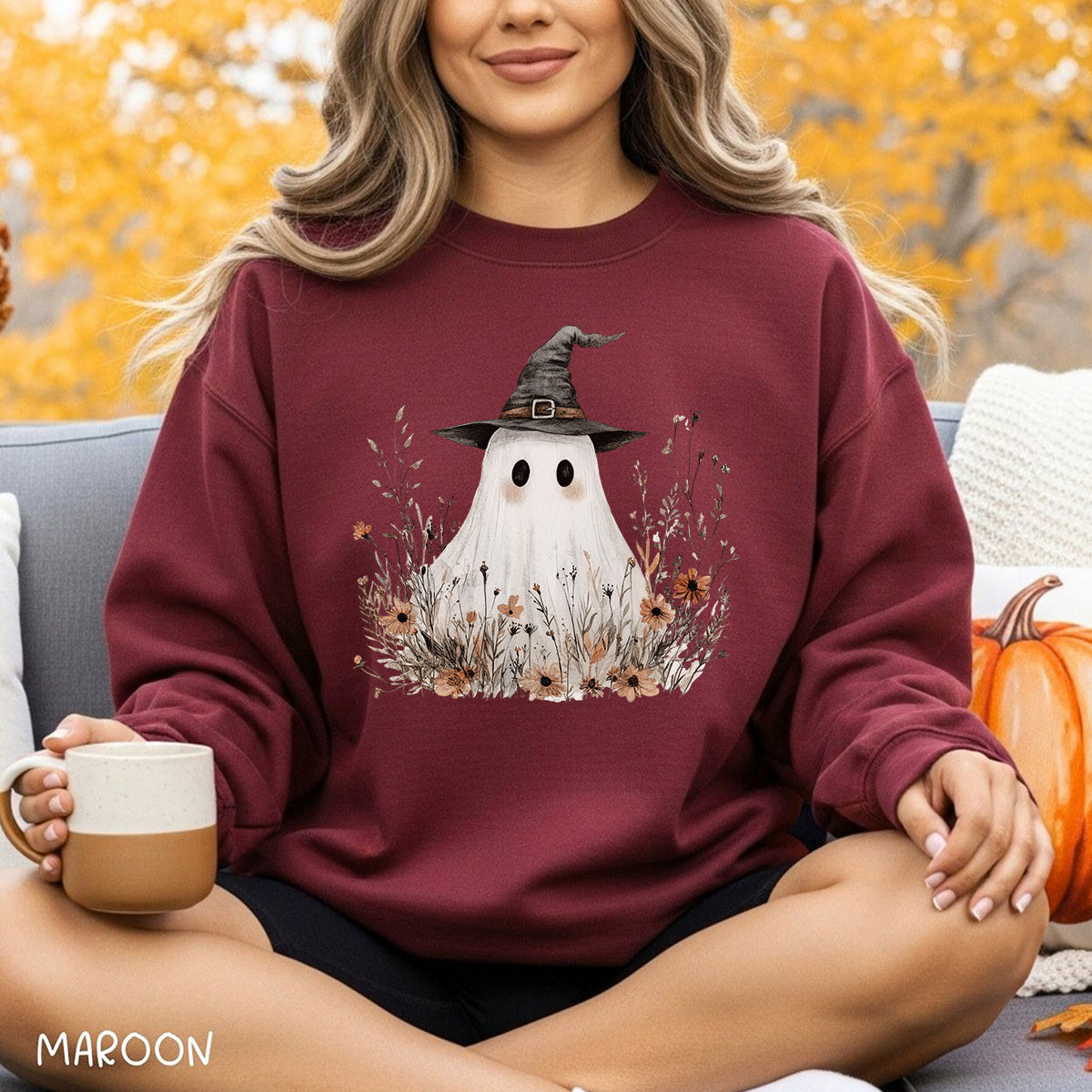 Boho Ghost Witch Halloween Sweatshirt