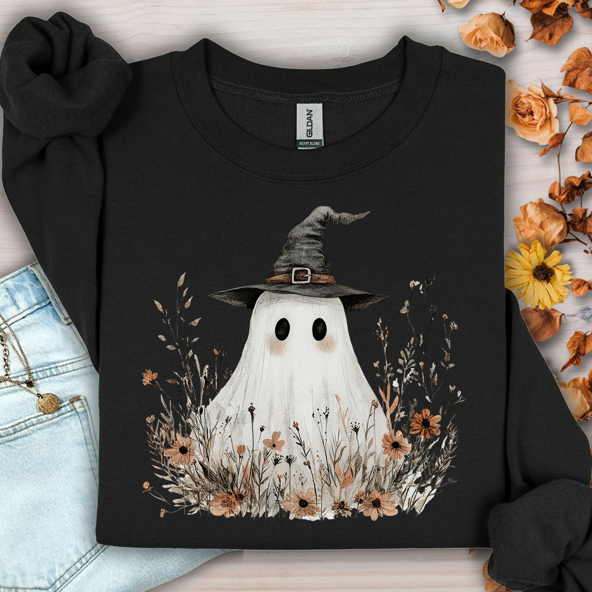 Boho Ghost Witch Halloween Sweatshirt