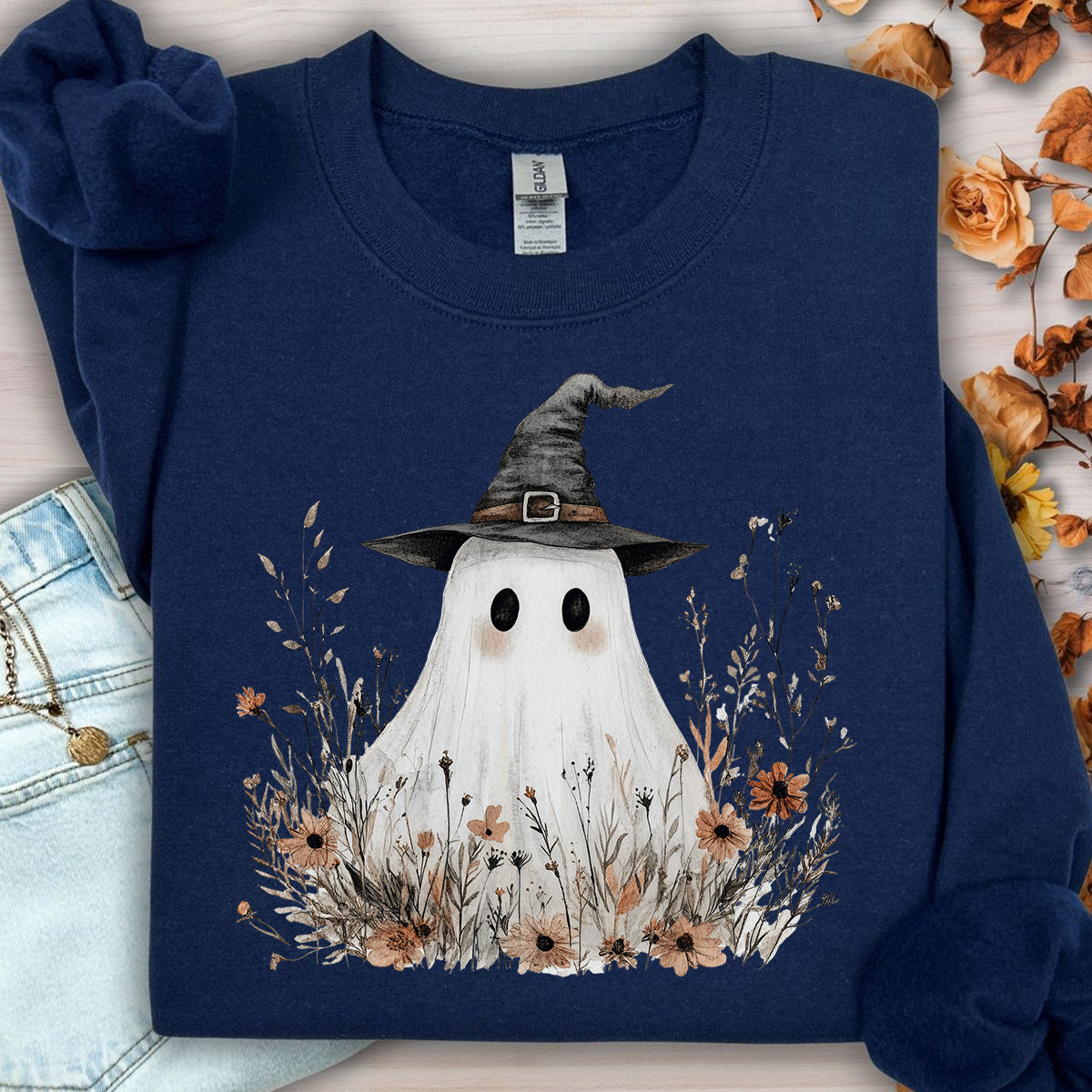 Boho Ghost Witch Halloween Sweatshirt