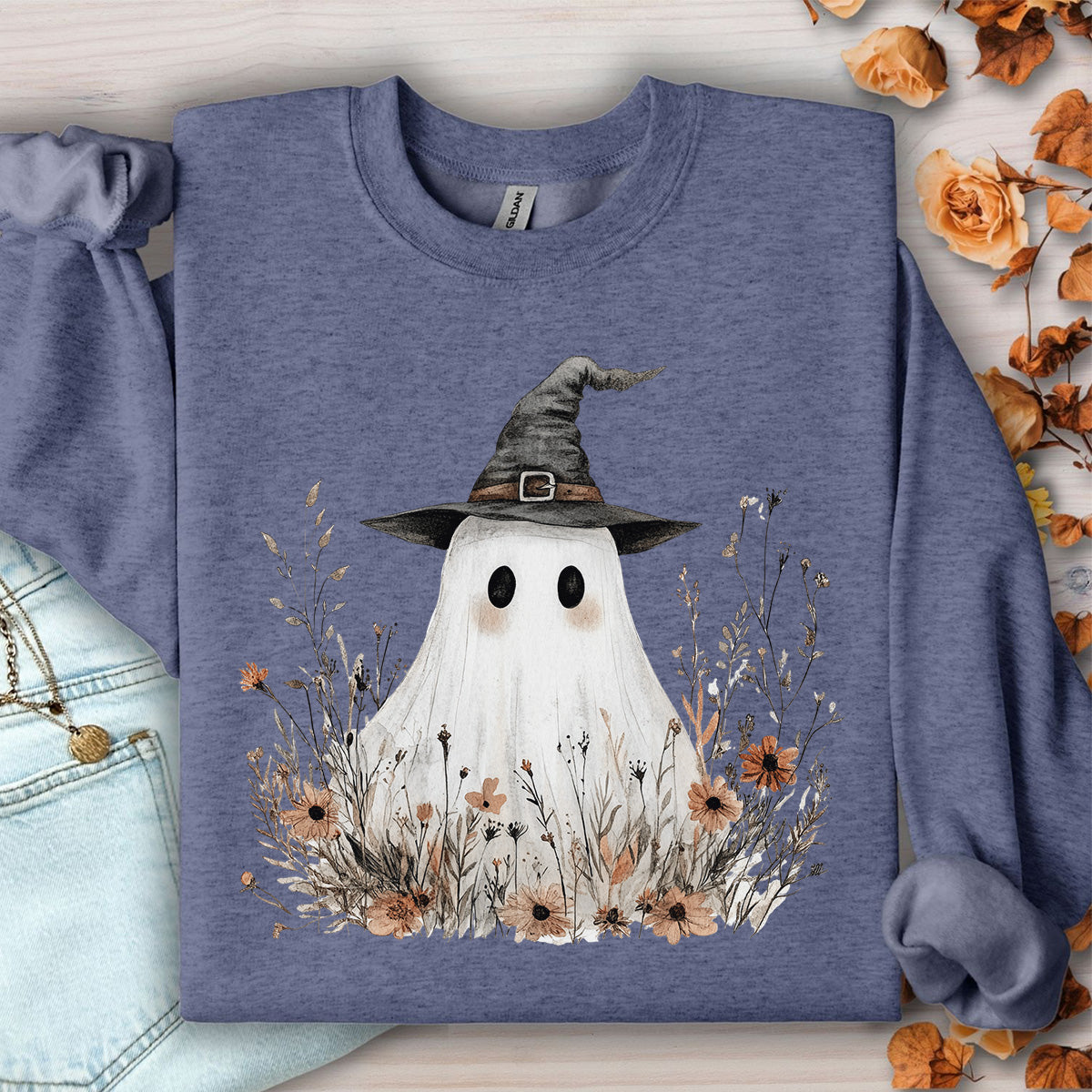 Boho Ghost Witch Halloween Sweatshirt
