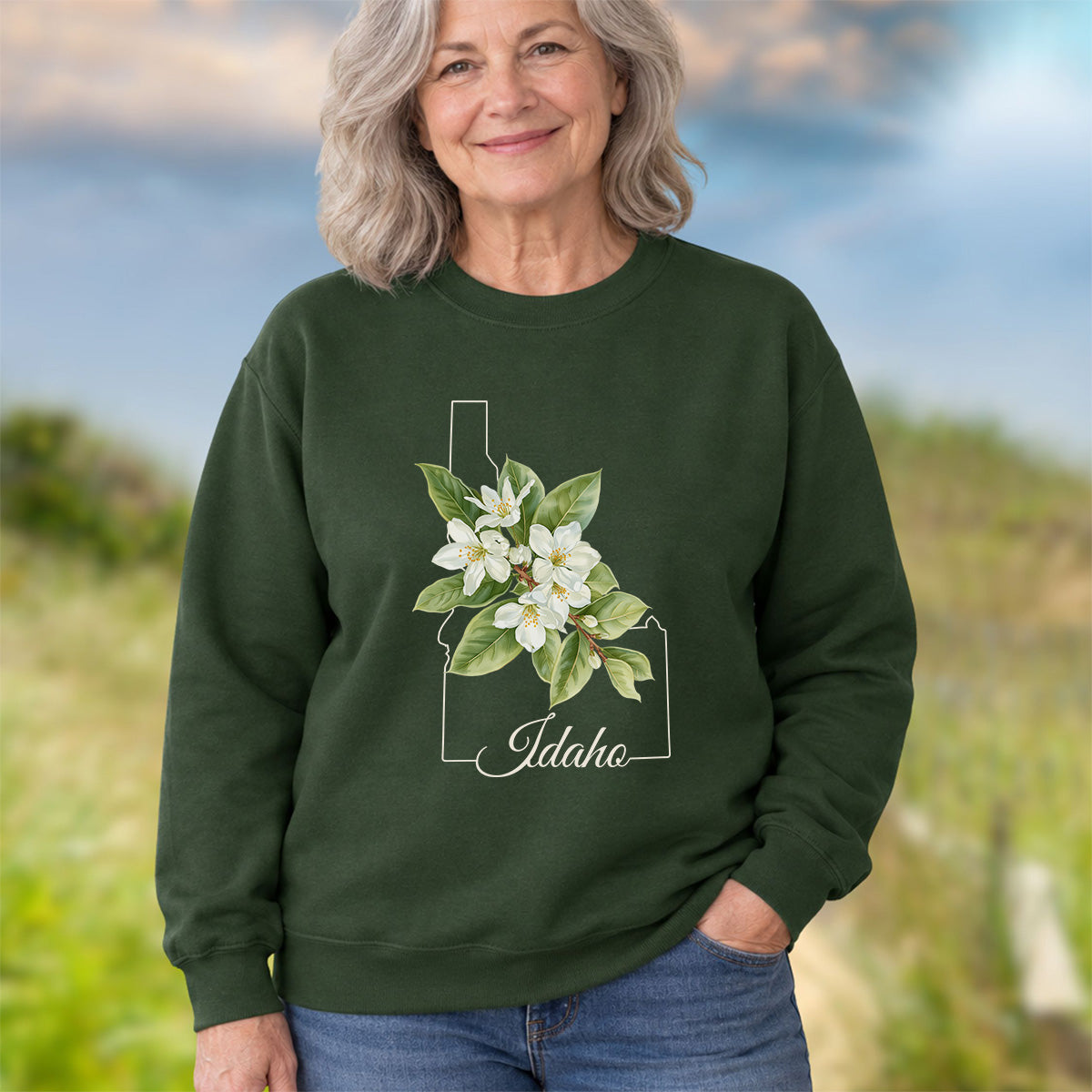 Idaho State Flower Sweatshirt - Syringa (Mock Orange)