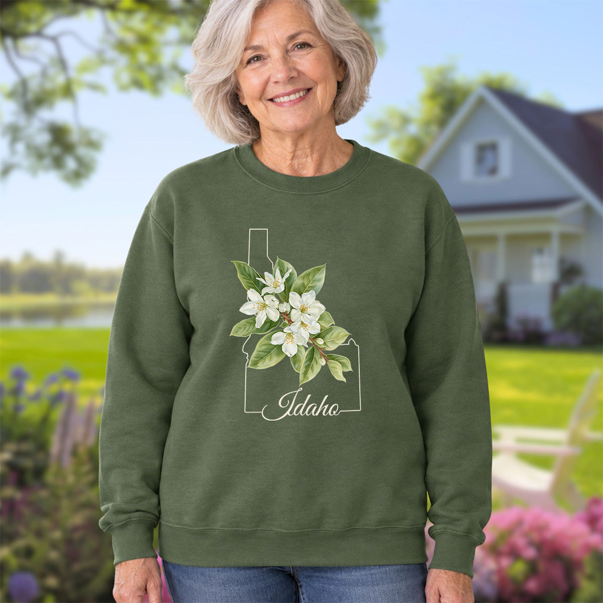 Idaho State Flower Sweatshirt - Syringa (Mock Orange)