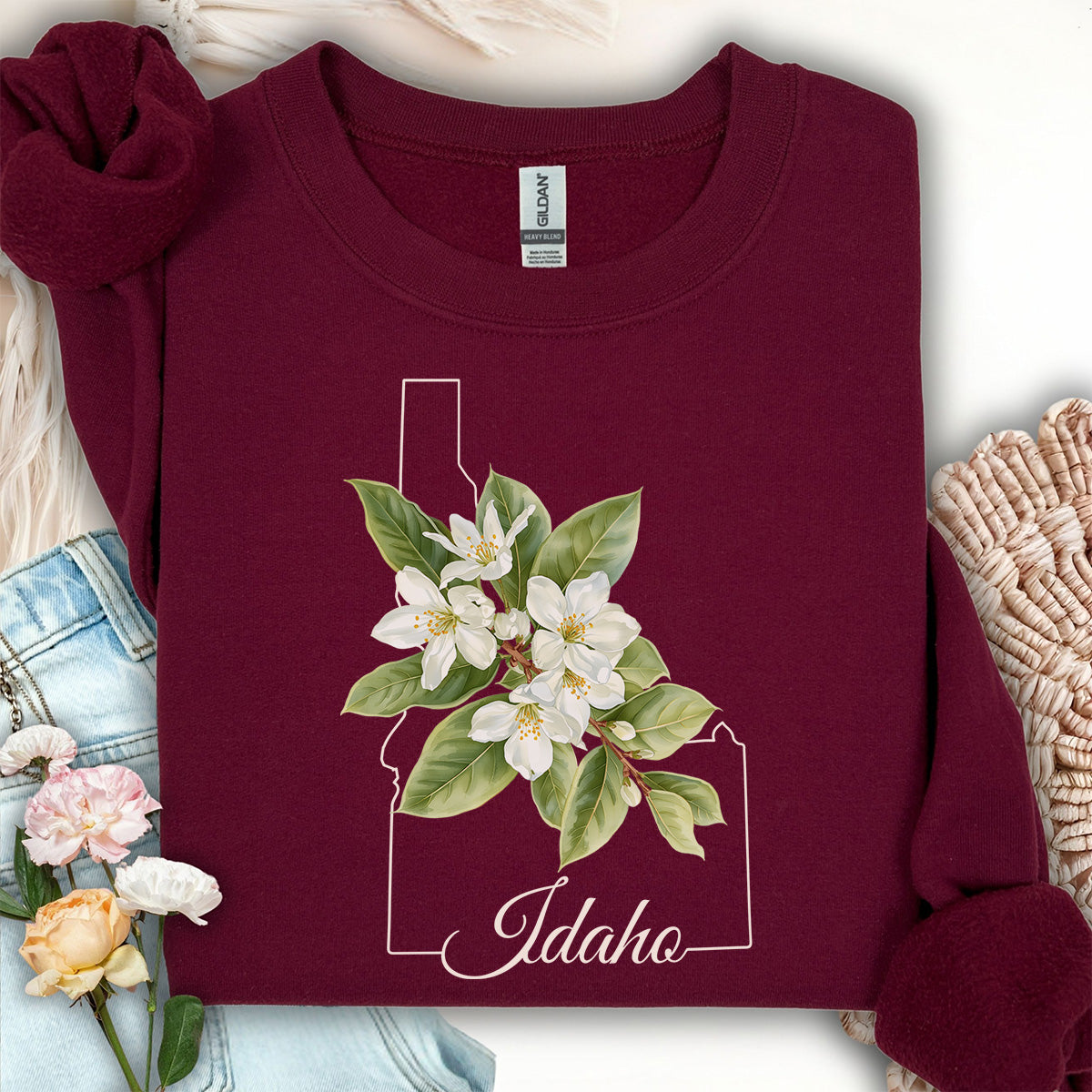 Idaho State Flower Sweatshirt - Syringa (Mock Orange)