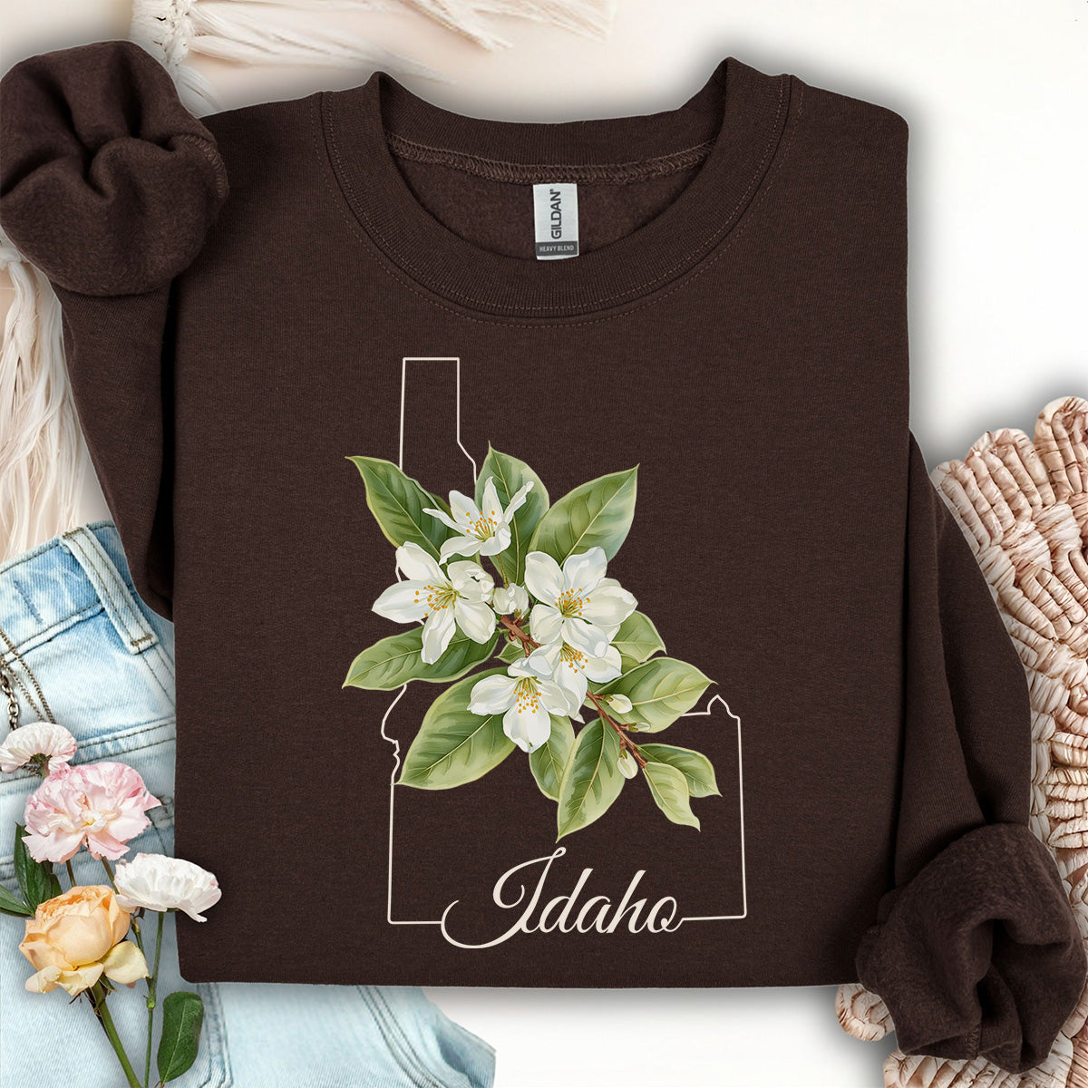 Idaho State Flower Sweatshirt - Syringa (Mock Orange)