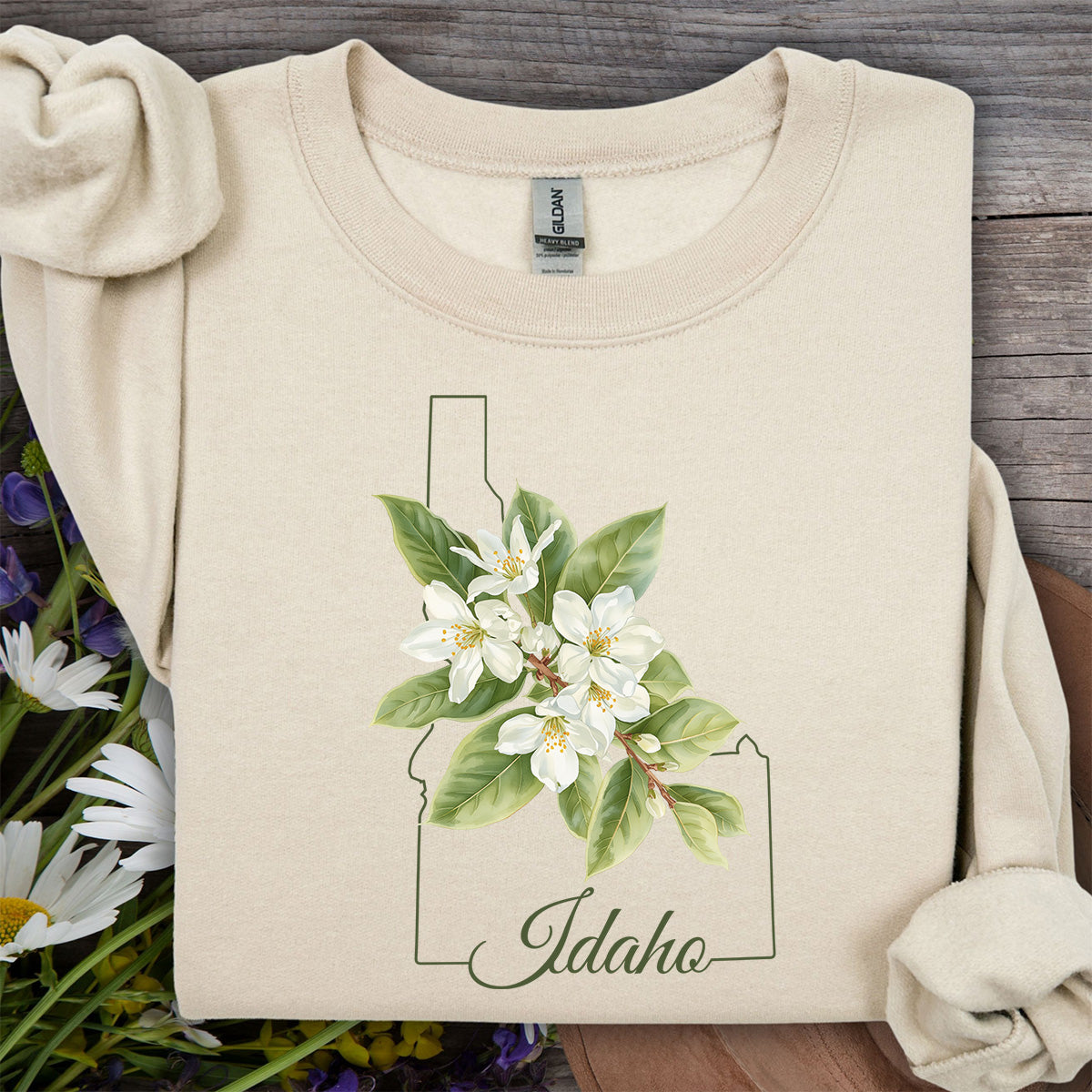 Idaho State Flower Sweatshirt - Syringa (Mock Orange)