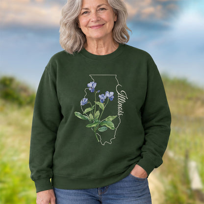 Illinois State Flower Sweatshirt - Common Wood Violet