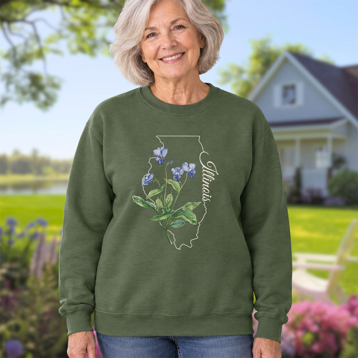 Illinois State Flower Sweatshirt - Common Wood Violet
