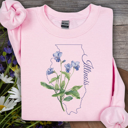 Illinois State Flower Sweatshirt - Common Wood Violet